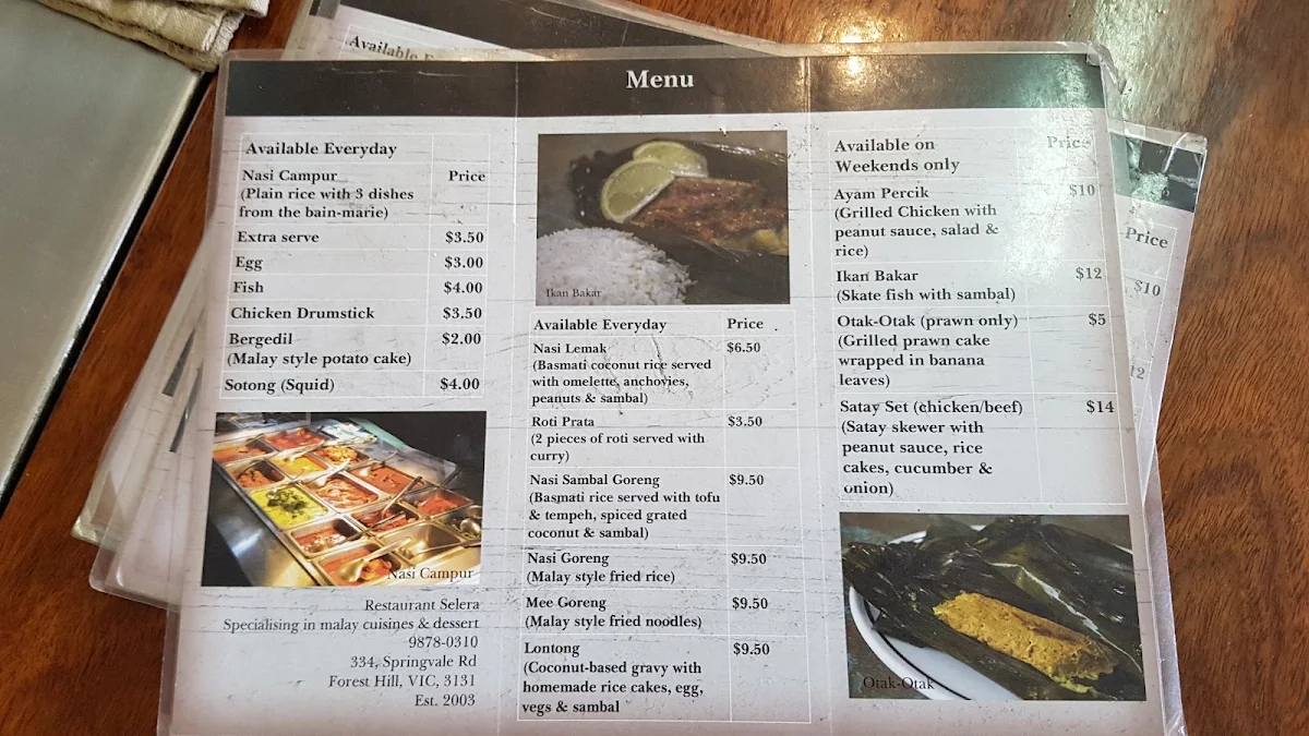 Menu, Selera 'Malay Hawker Food'
