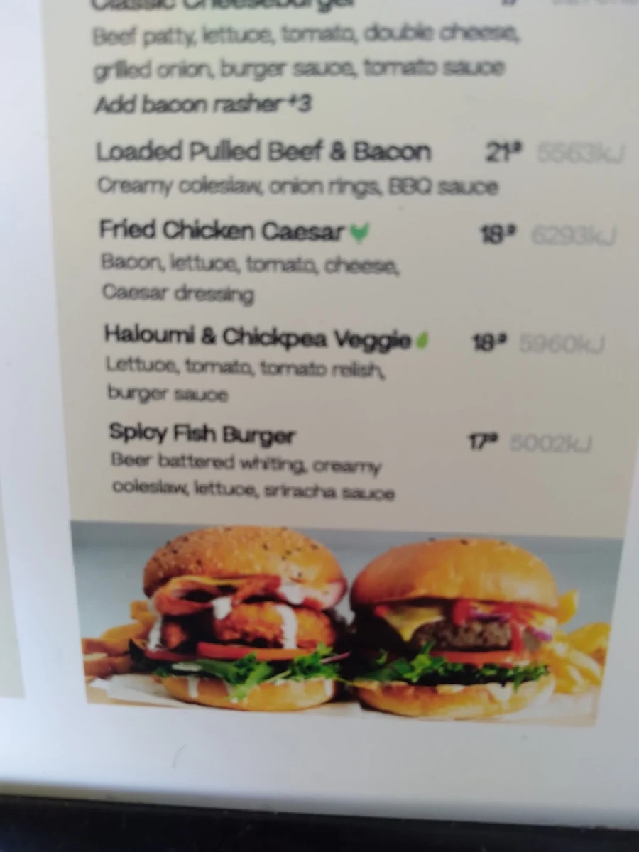 Menu, The Coffee Club