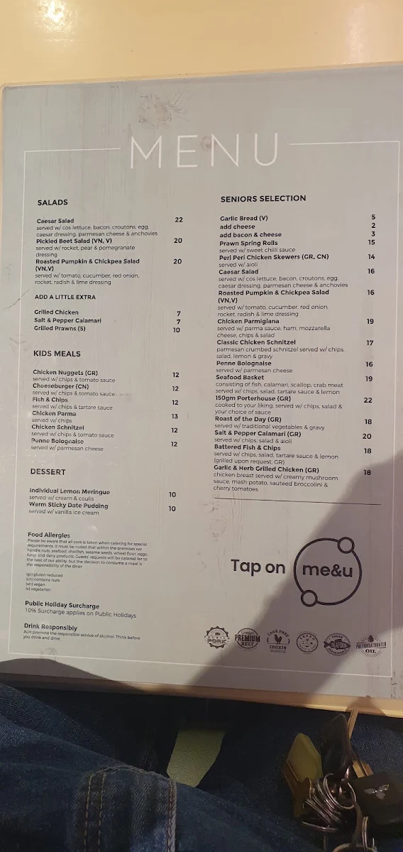 Menu, Somerville Hotel