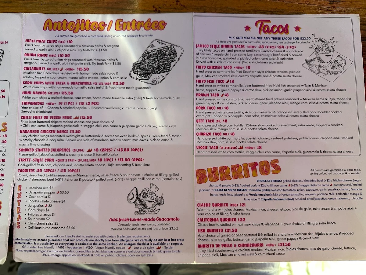 Menu, Hecho en Mexico Carnegie