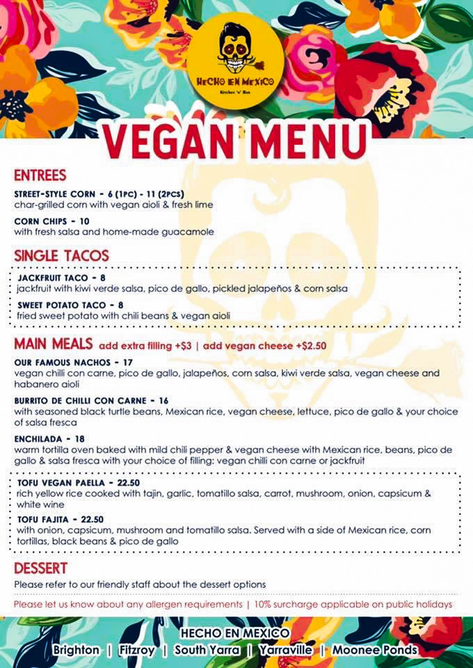 Menu, Hecho en Mexico Carnegie