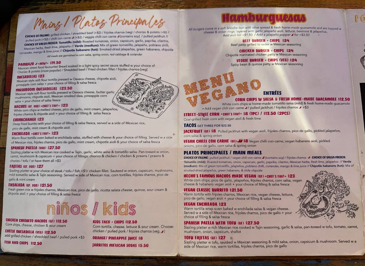 Menu, Hecho en Mexico Carnegie