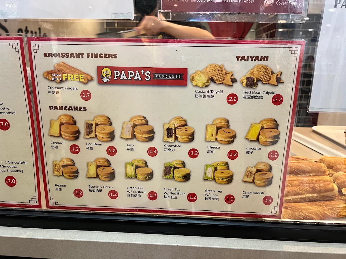 Menu, Papa's Pancakes