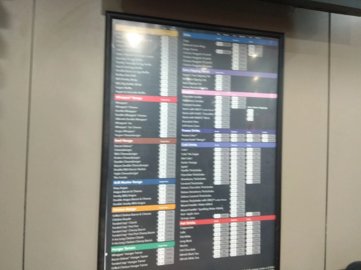 Menu, Hungry Jack's Burgers Burwood (NSW)
