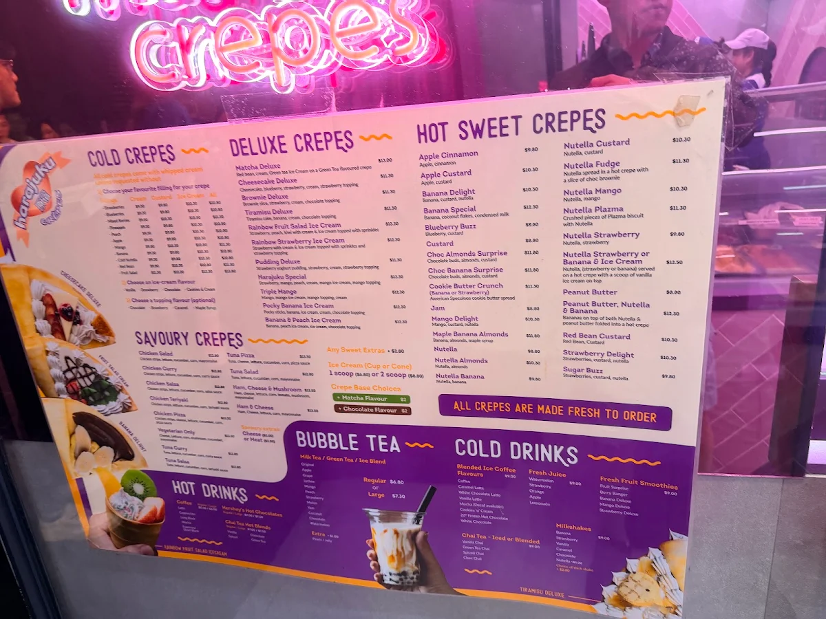 Menu, Harajuku Crepes
