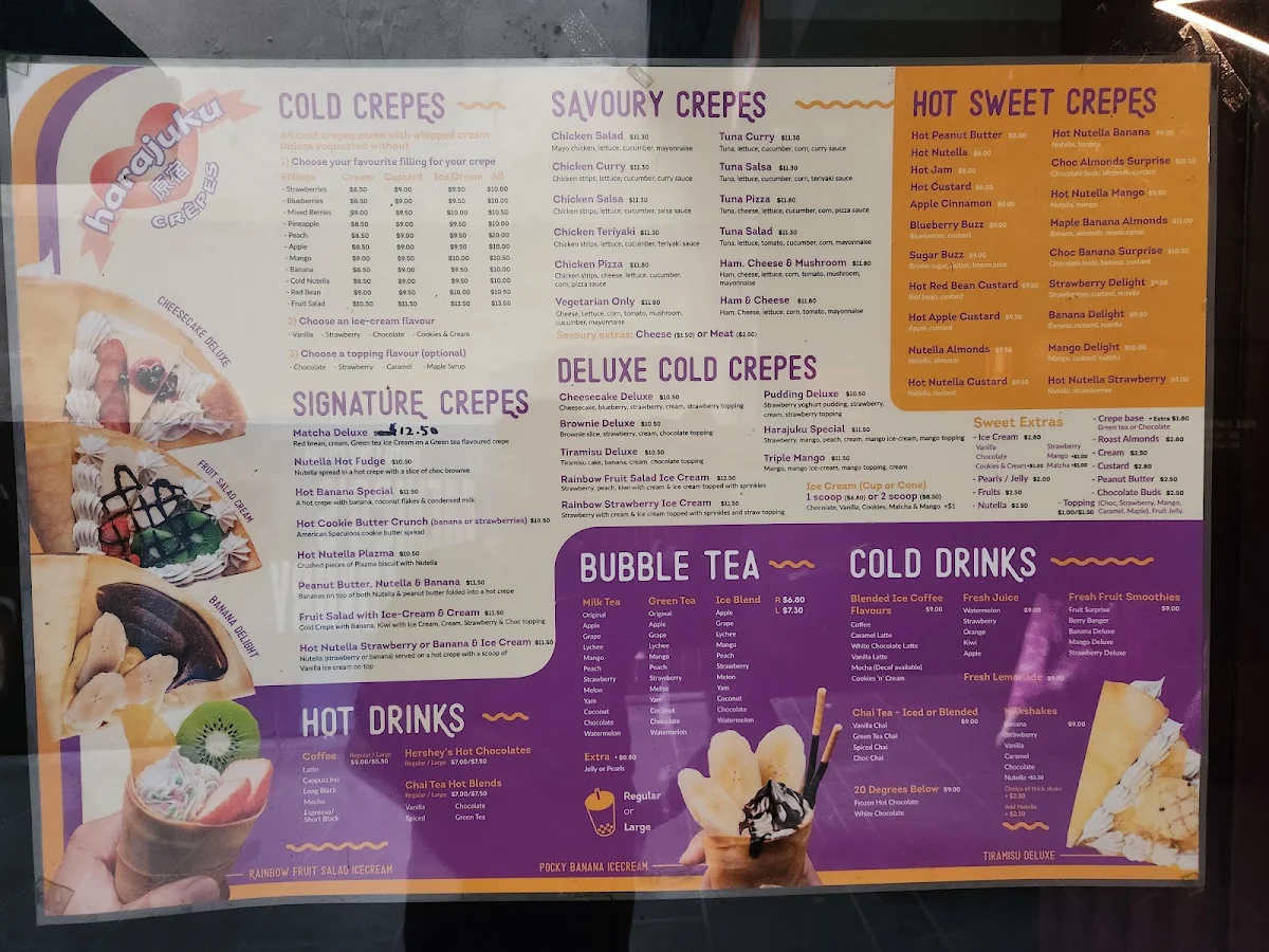 Menu, Harajuku Crepes