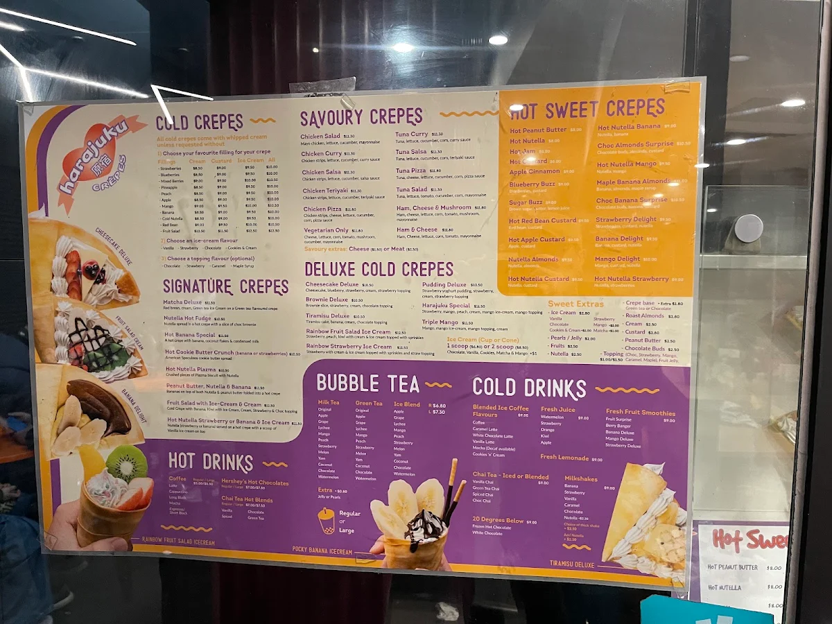 Menu, Harajuku Crepes
