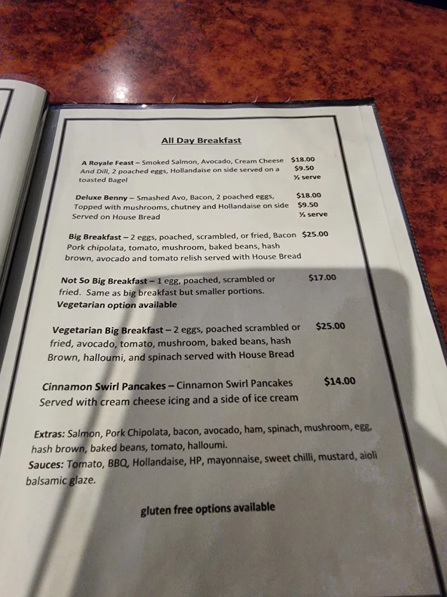 Menu, Dee Dee's Cafe