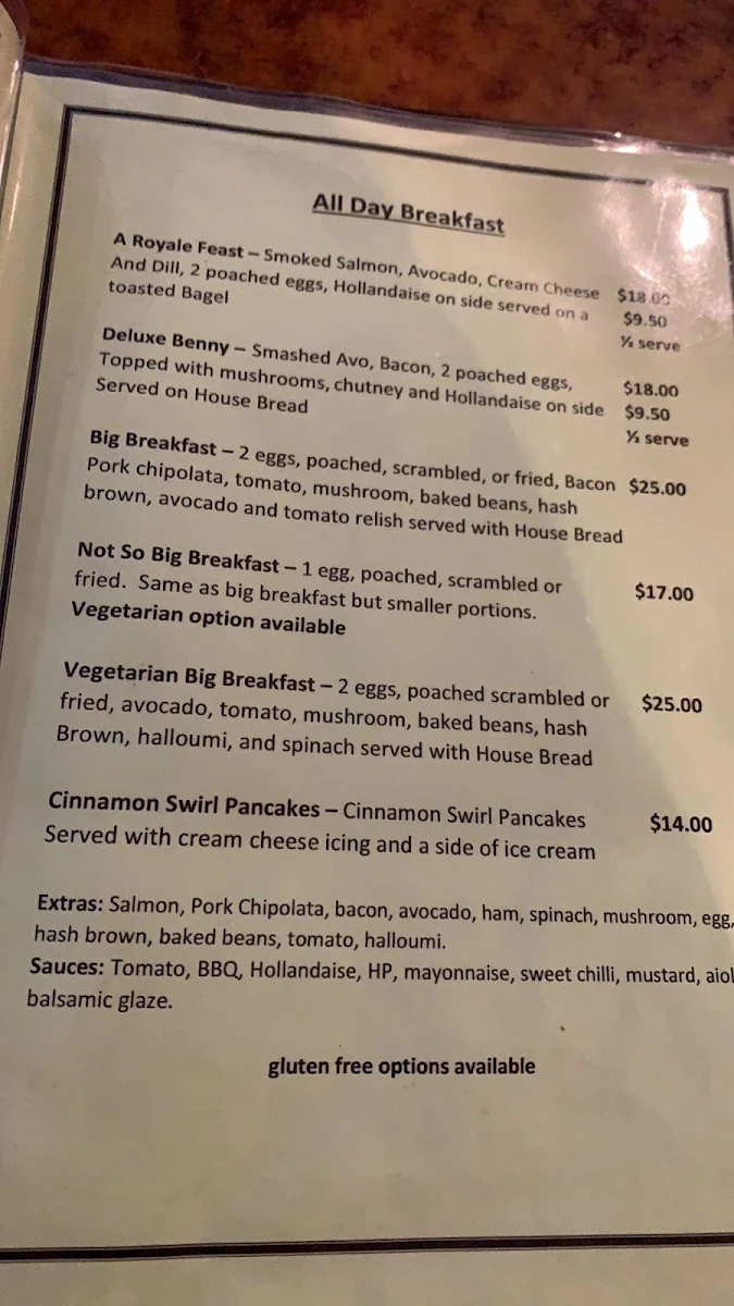 Menu, Dee Dee's Cafe