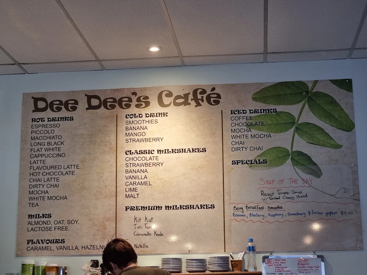 Menu, Dee Dee's Cafe