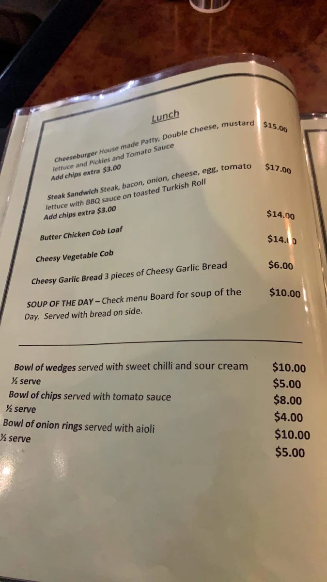 Menu, Dee Dee's Cafe