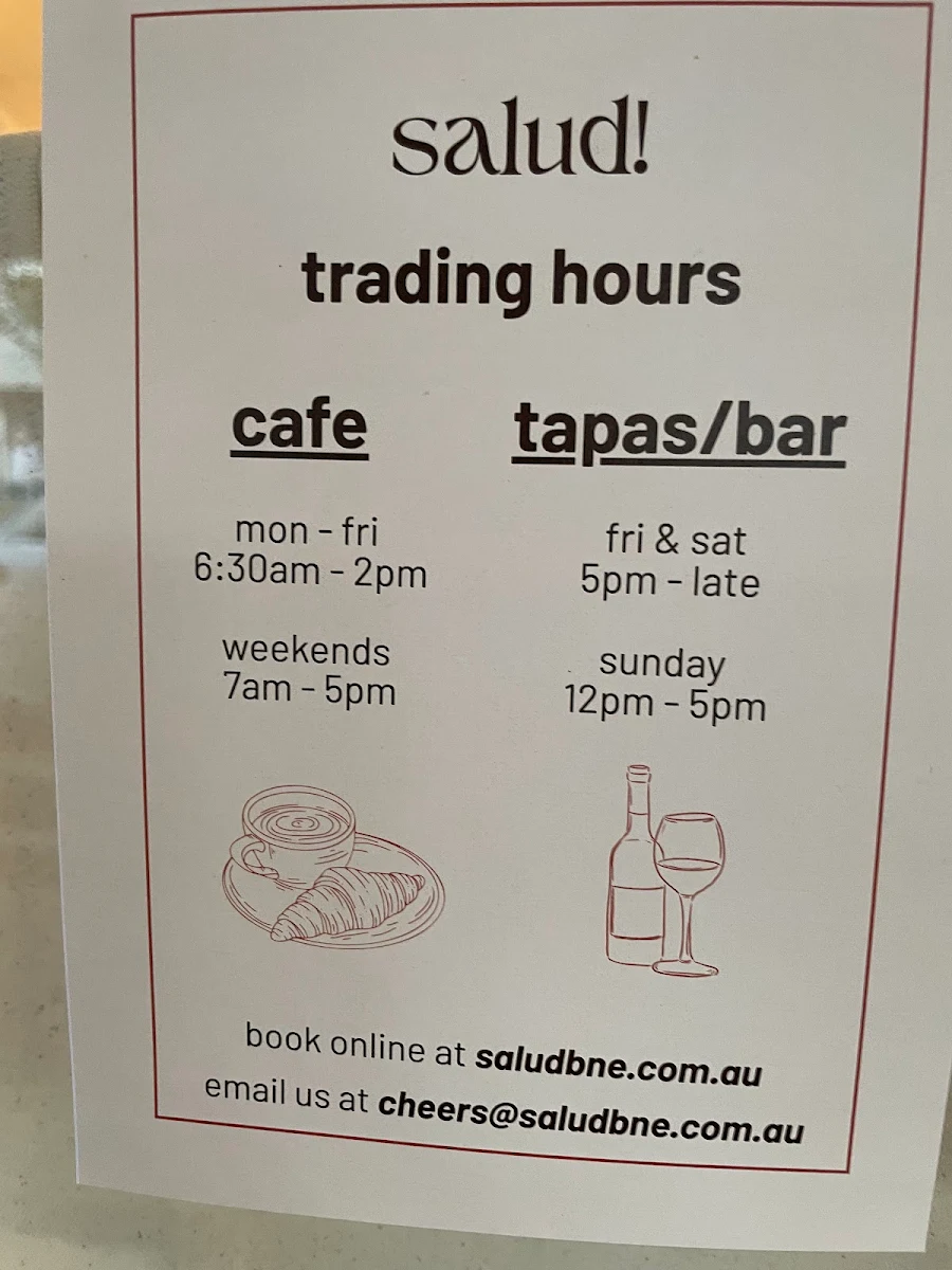Menu, Salud Restaurant