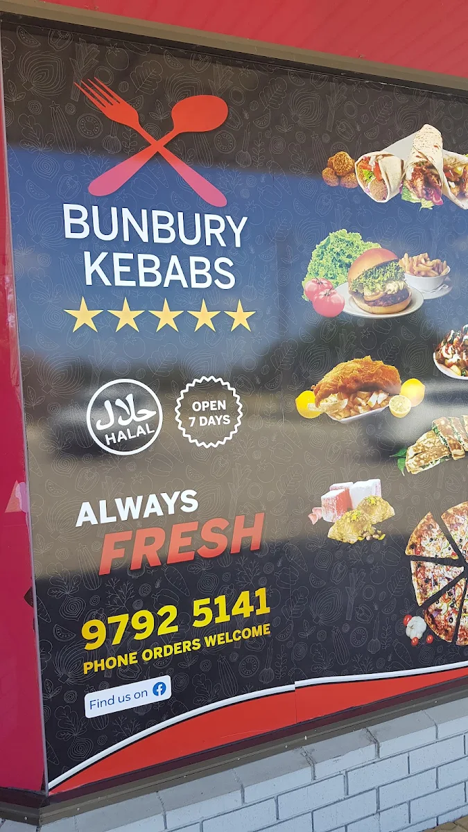 Menu, Bunbury Kebab And Pizza