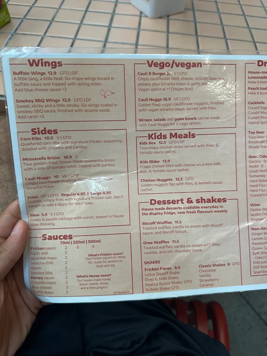Menu, Fricken Broadbeach