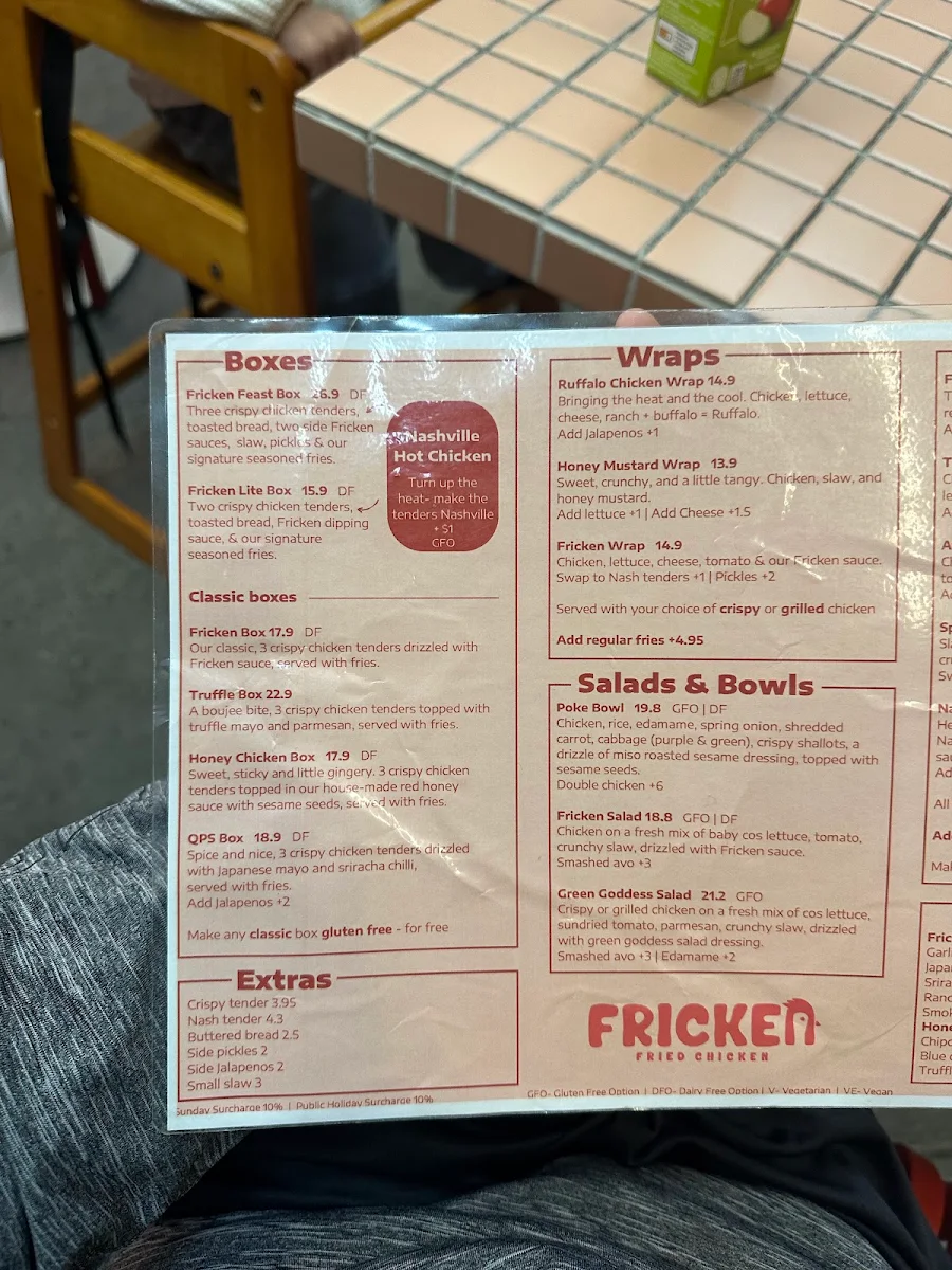 Menu, Fricken Broadbeach