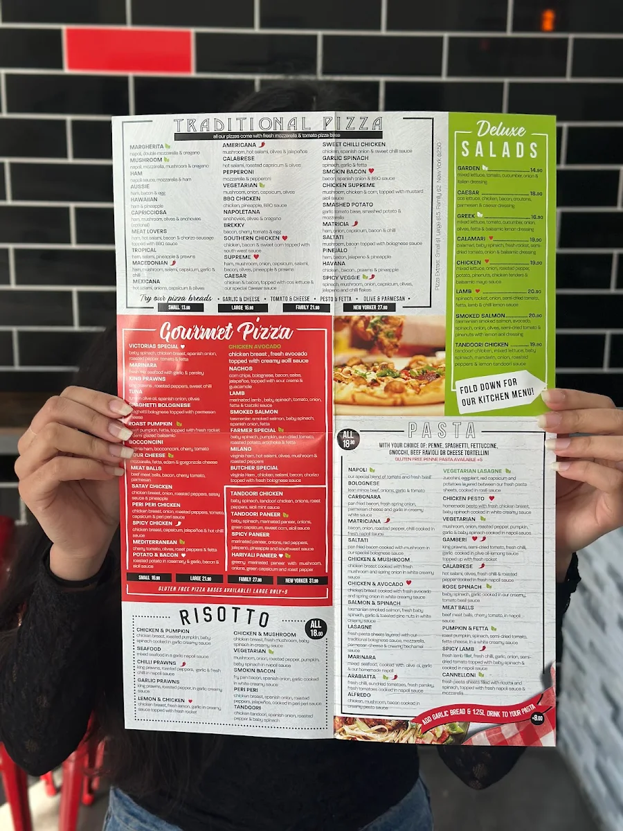 Menu, Victoria's Pizza N Beyond Caroline Springs