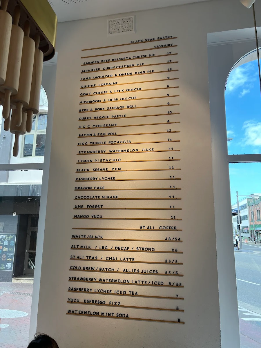 Menu, Black Star Pastry Newtown
