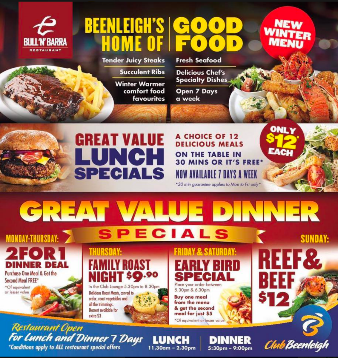 Menu, Bull N Barra