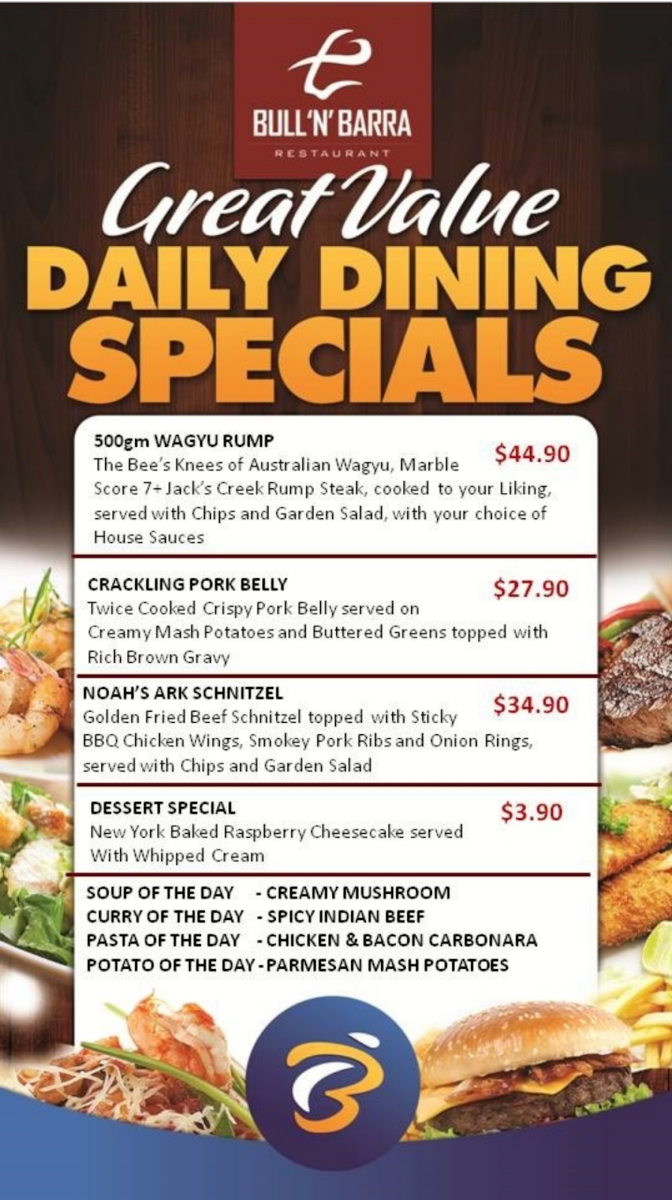 Menu, Bull N Barra