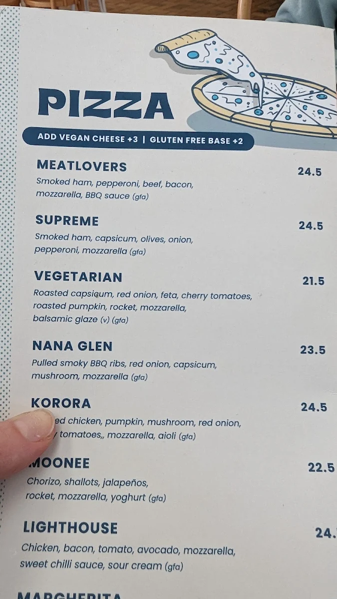 Menu, Moonee Beach Hotel