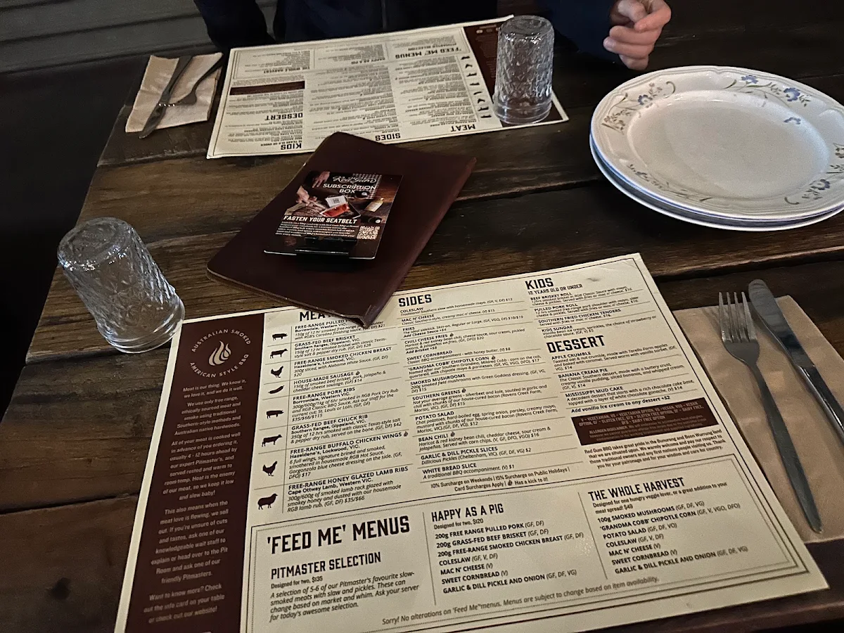 Menu, Red Gum BBQ