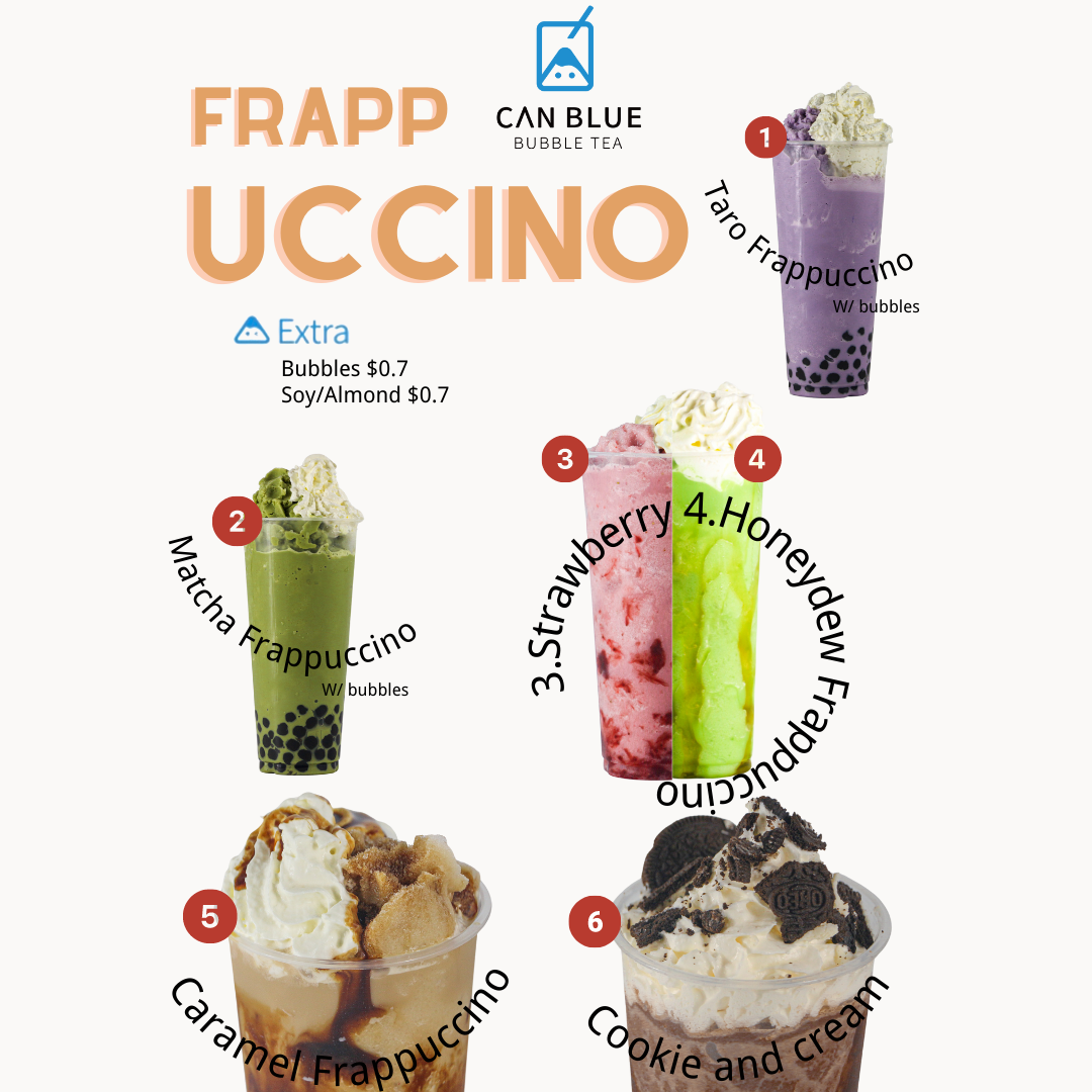 Menu, Can Blue Bubble Tea