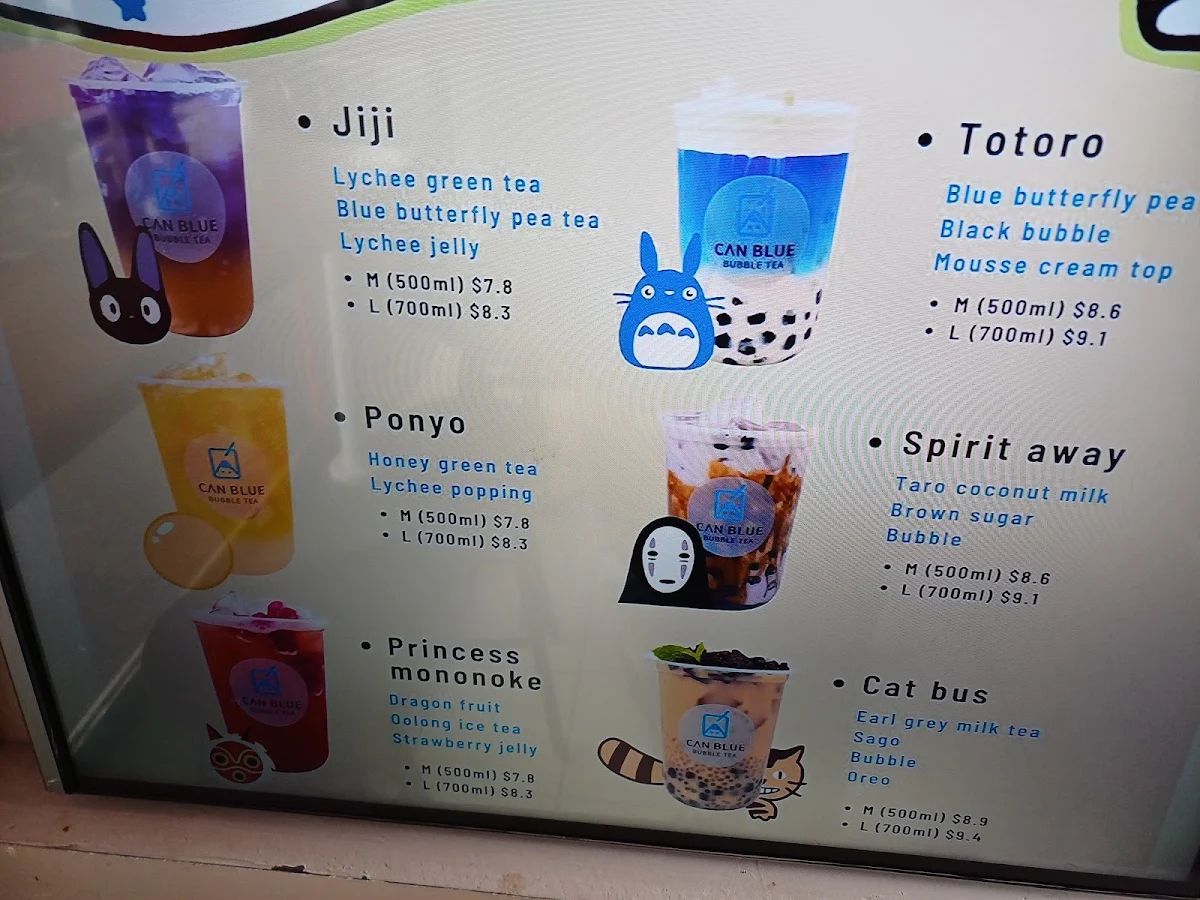 Menu, Can Blue Bubble Tea