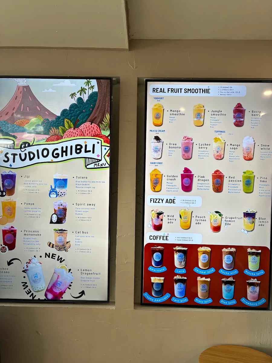 Menu, Can Blue Bubble Tea
