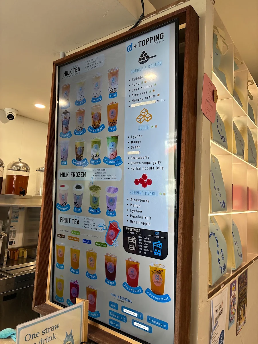 Menu, Can Blue Bubble Tea