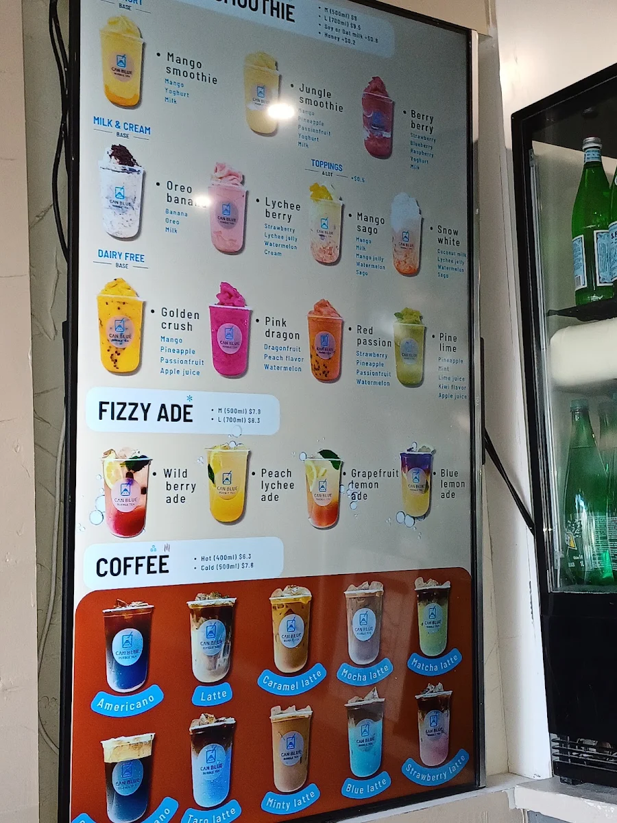 Menu, Can Blue Bubble Tea