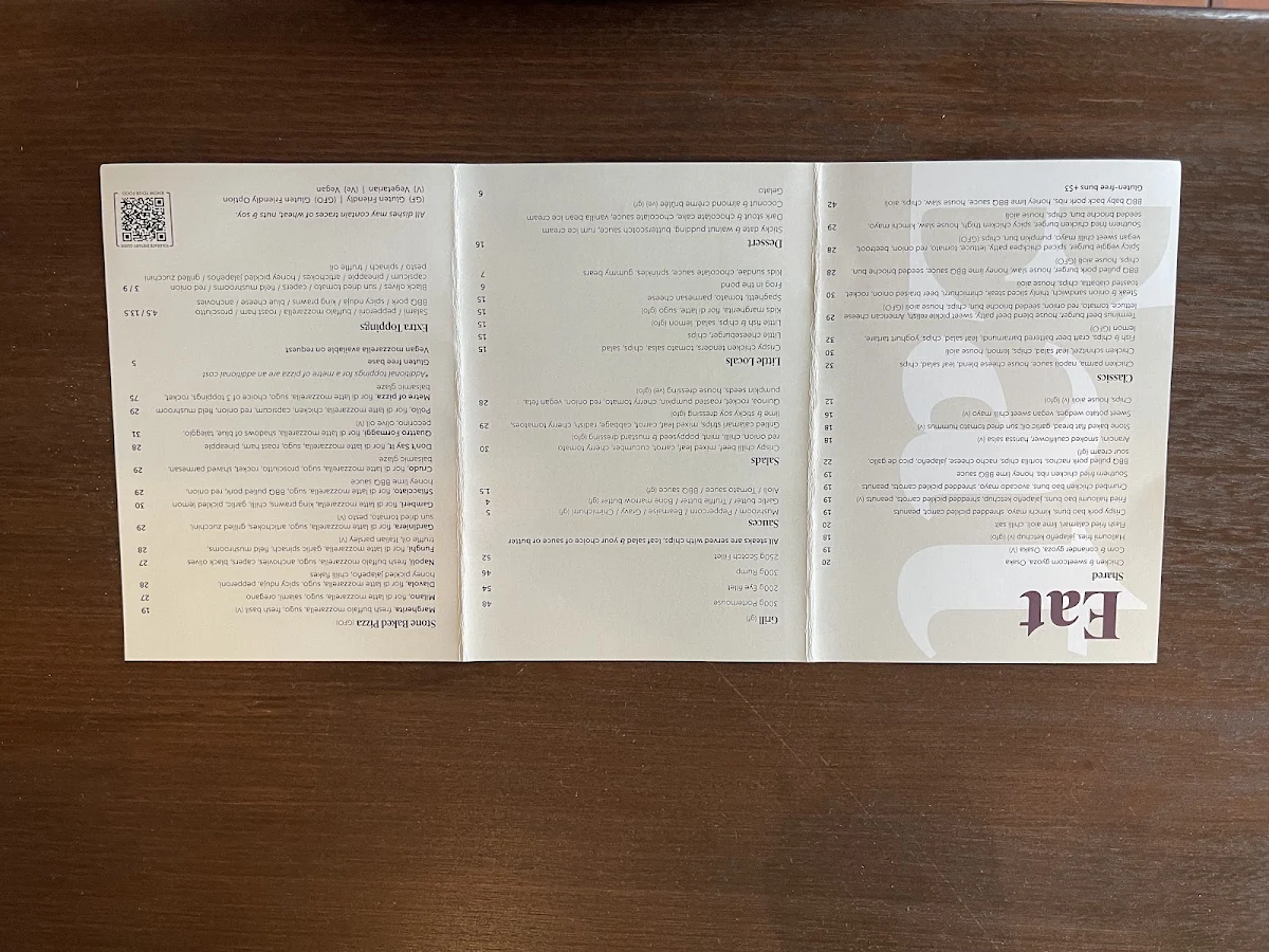 Menu, Terminus Hotel Fitzroy North