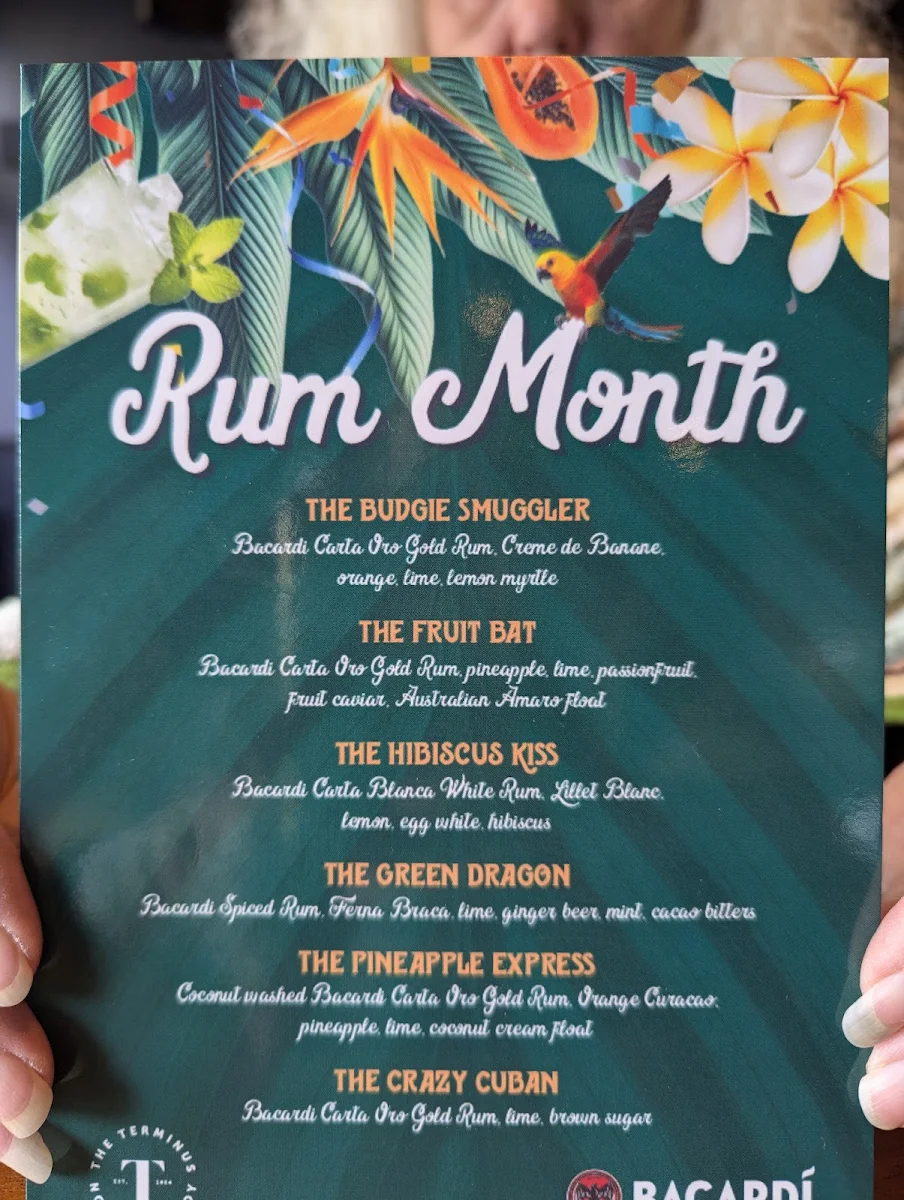 Menu, Terminus Hotel Fitzroy North