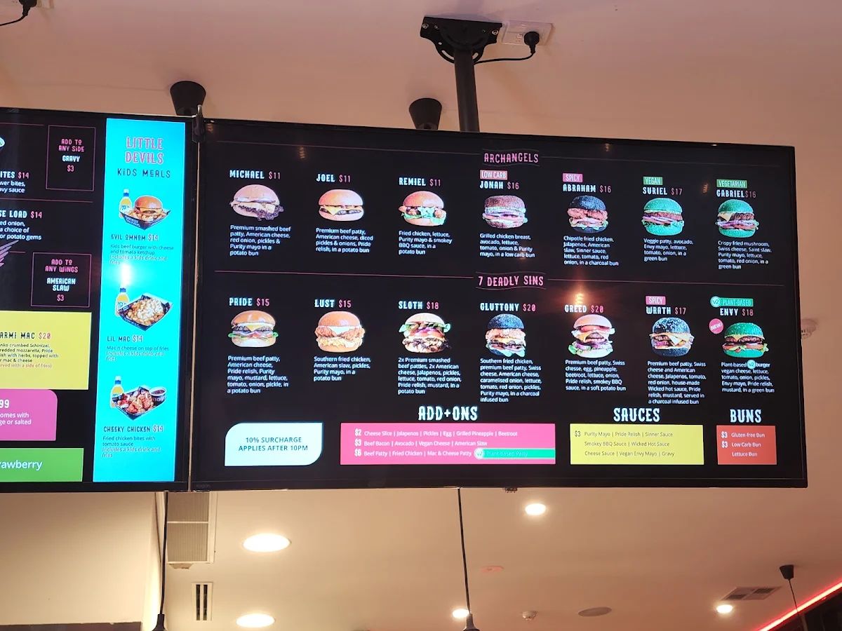 Menu, Burgertory (Werribee)