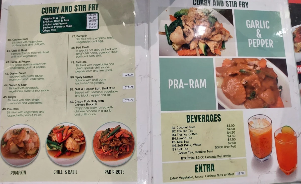 Menu, Chang Thai