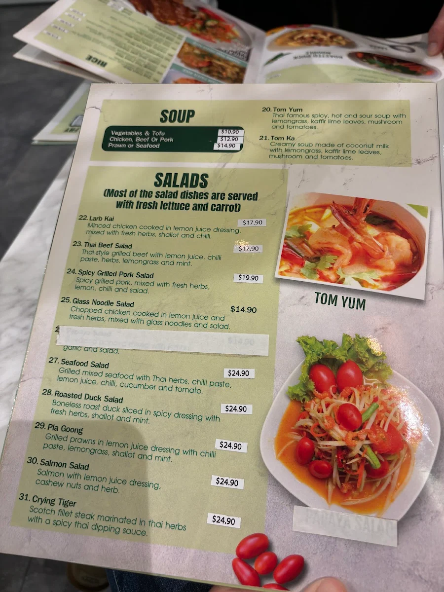 Menu, Chang Thai