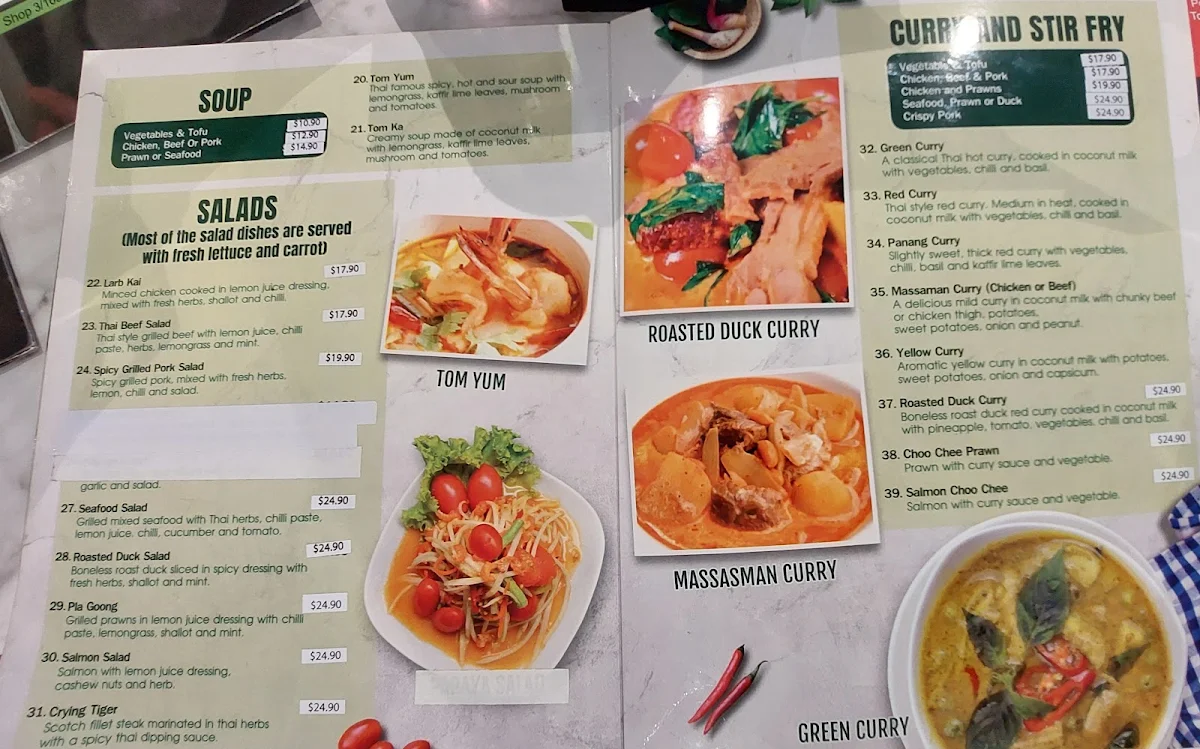 Menu, Chang Thai