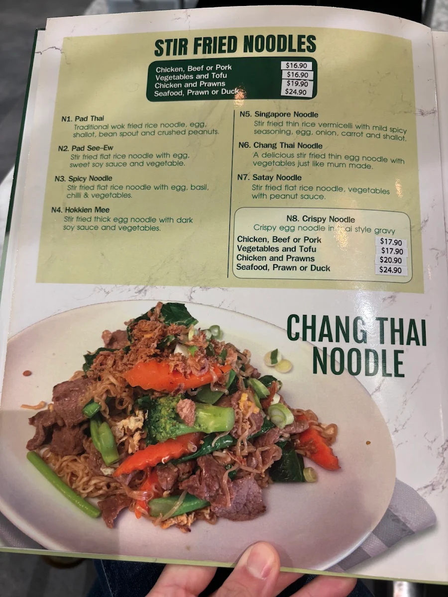 Menu, Chang Thai