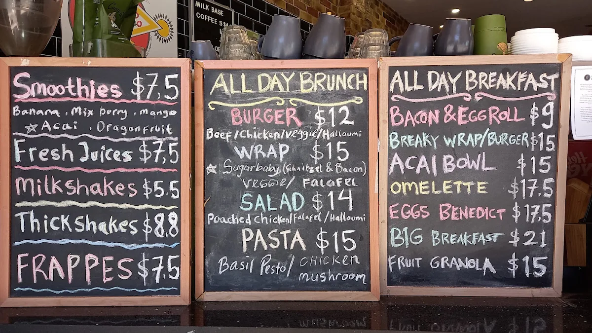 Menu, Sugarbaby Cafe Randwick