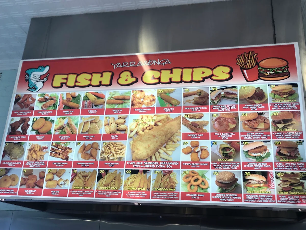 Menu, Yarrawonga Fish & Chips