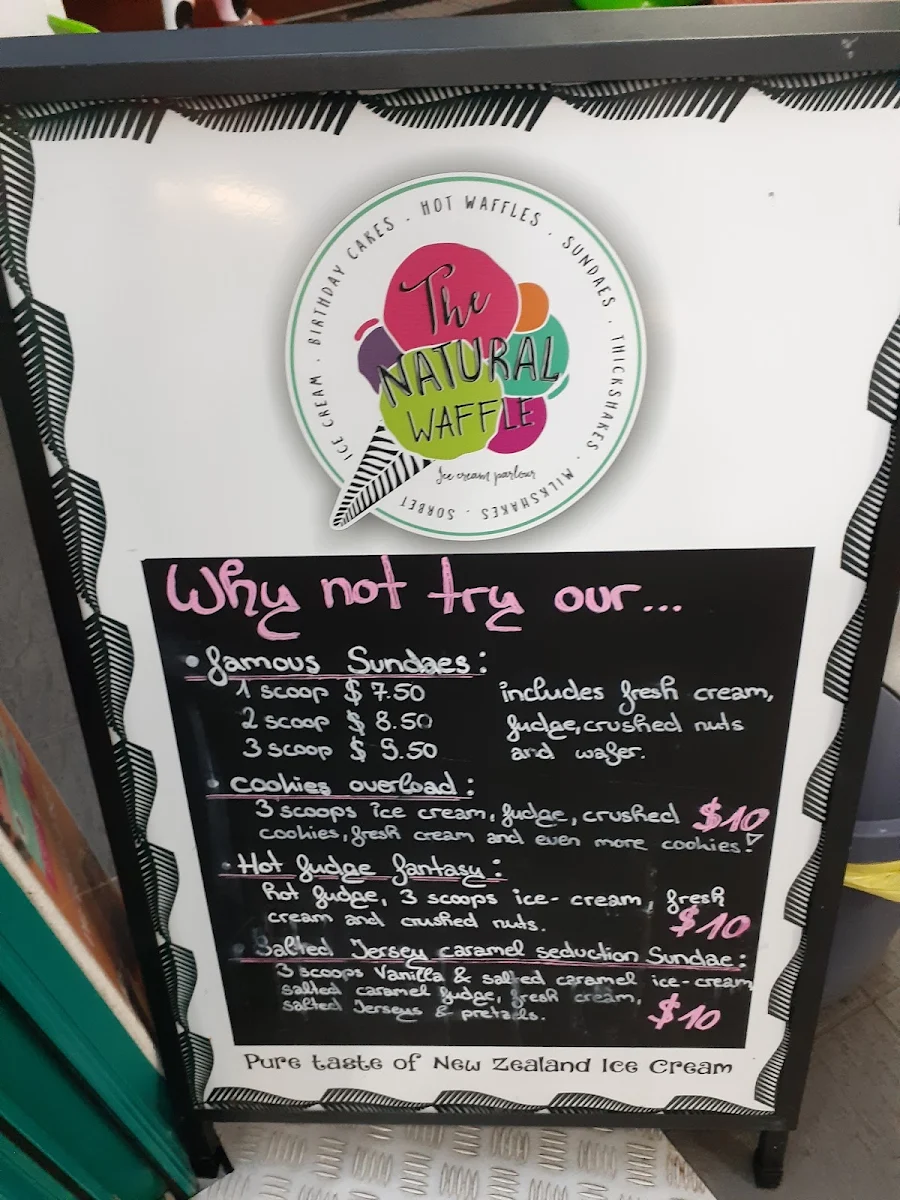 Menu, The Natural Waffle Ice cream Parlour .