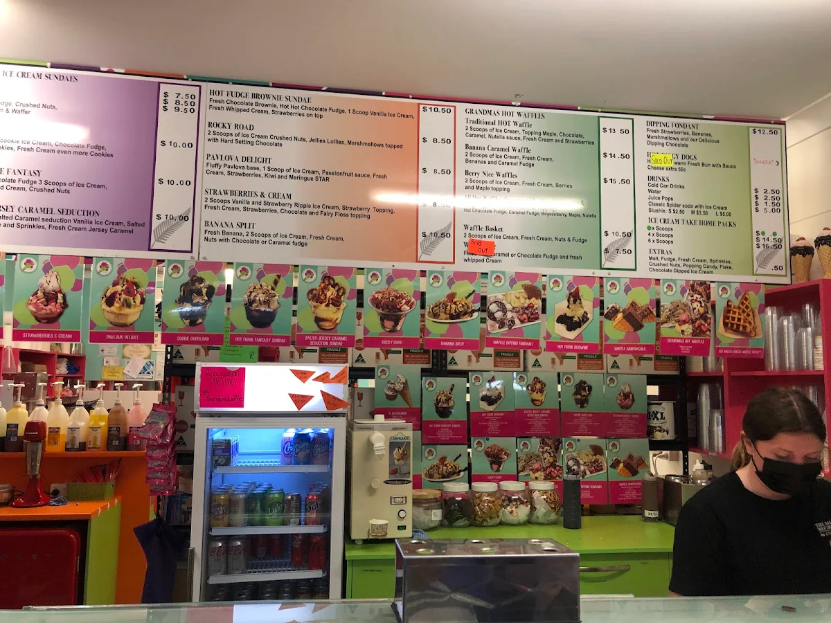 Menu, The Natural Waffle Ice cream Parlour .