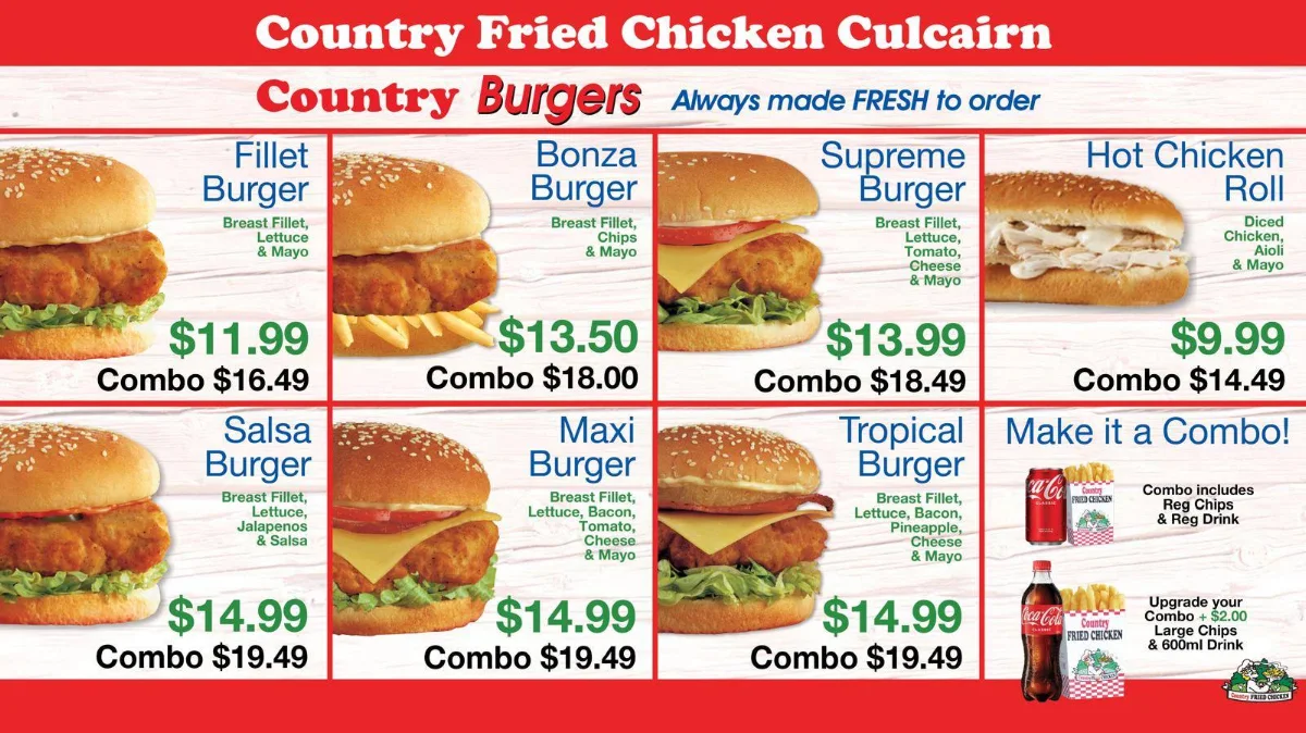 Menu, Country Fried Chicken