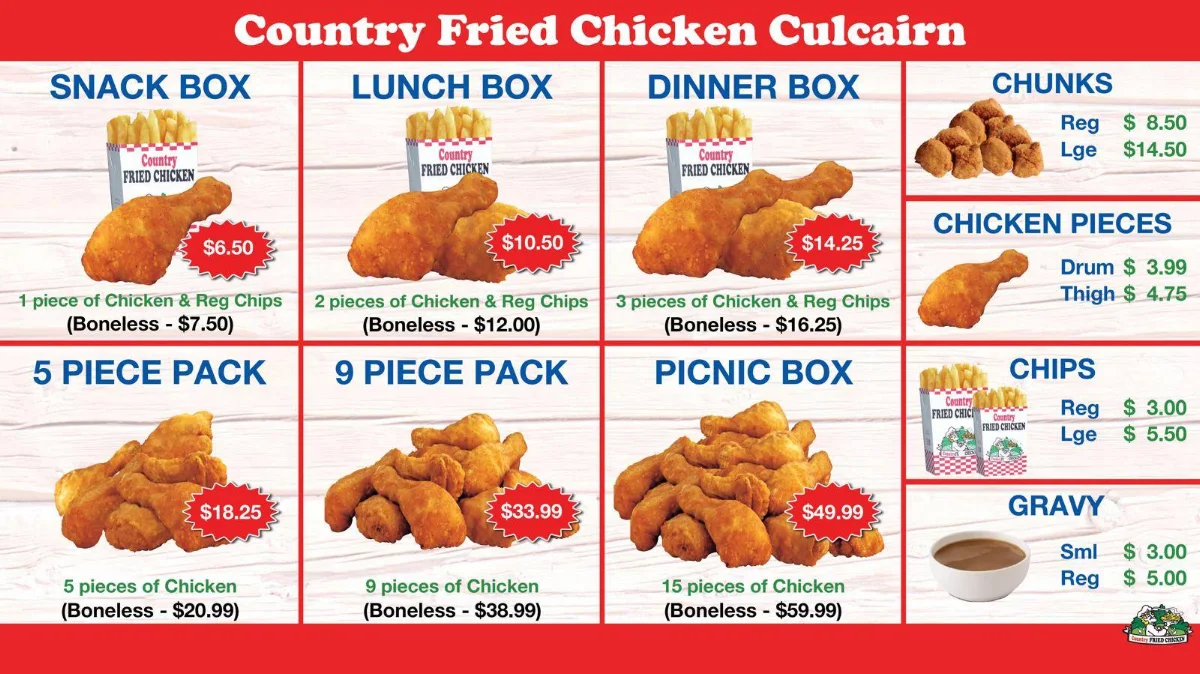 Menu, Country Fried Chicken