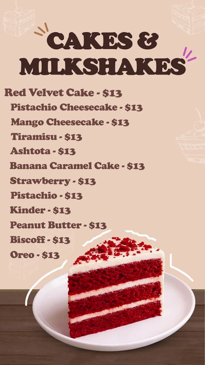 Menu, Manhal's Sweets & Cafe