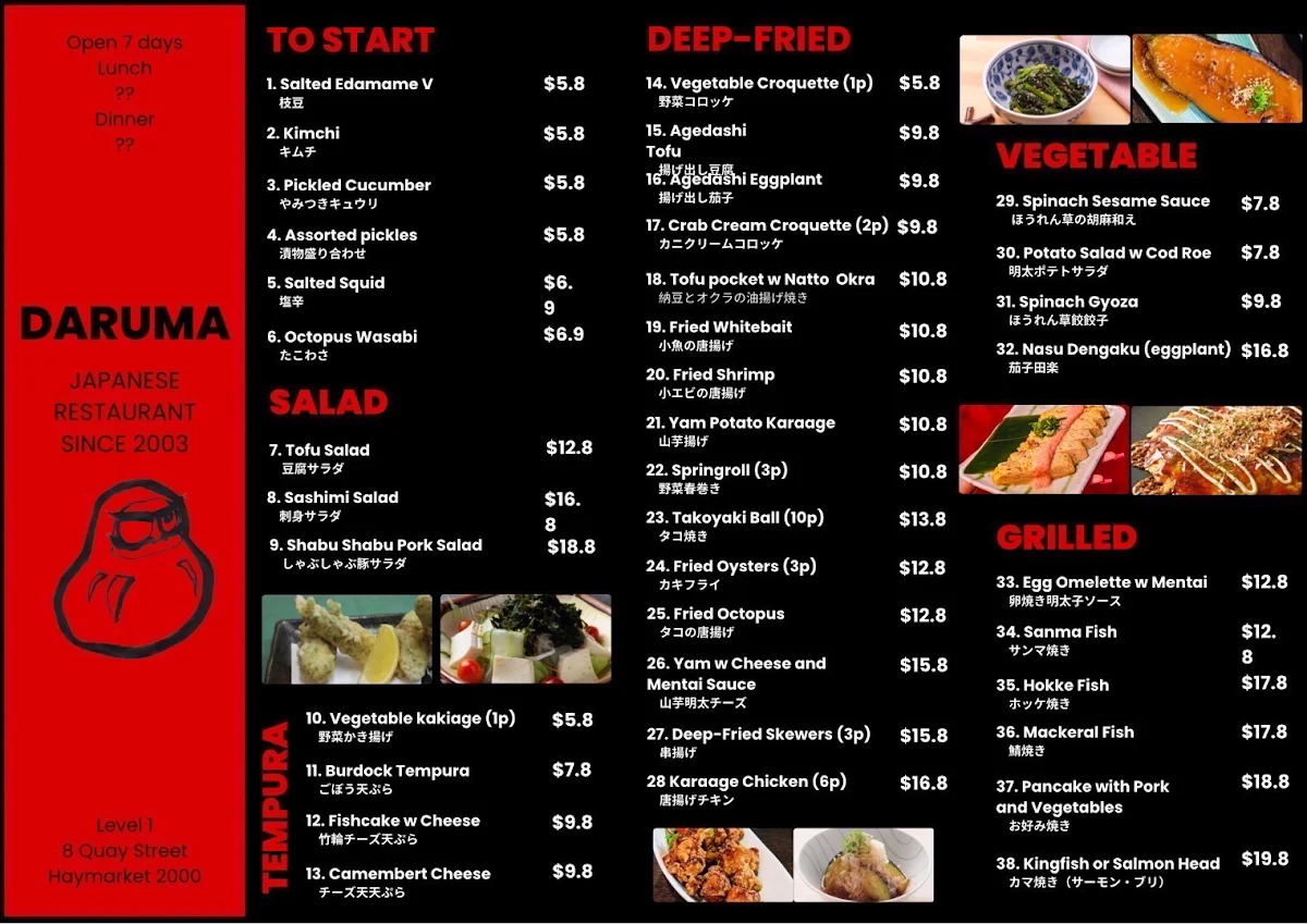 Menu, Daruma