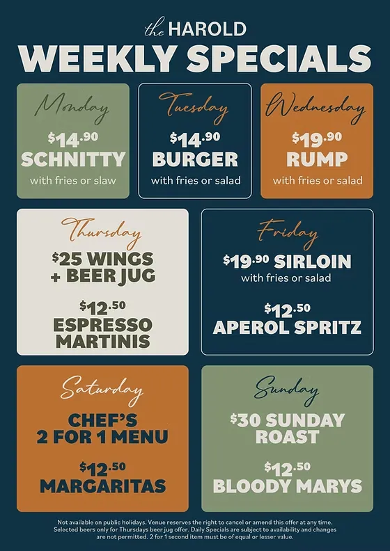 Menu, The Harold