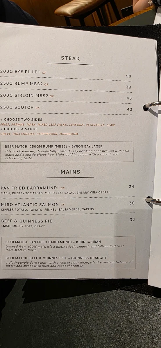 Menu, The Harold