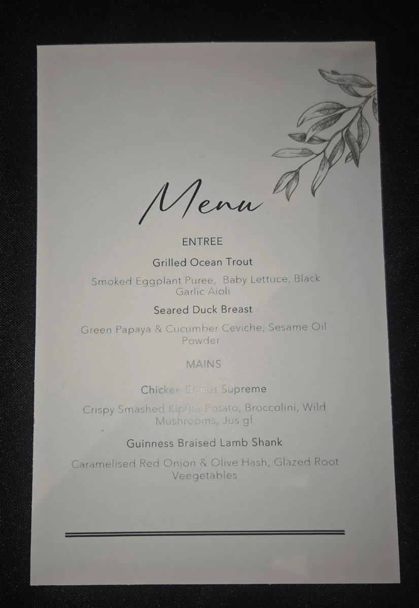 Menu, The Harold
