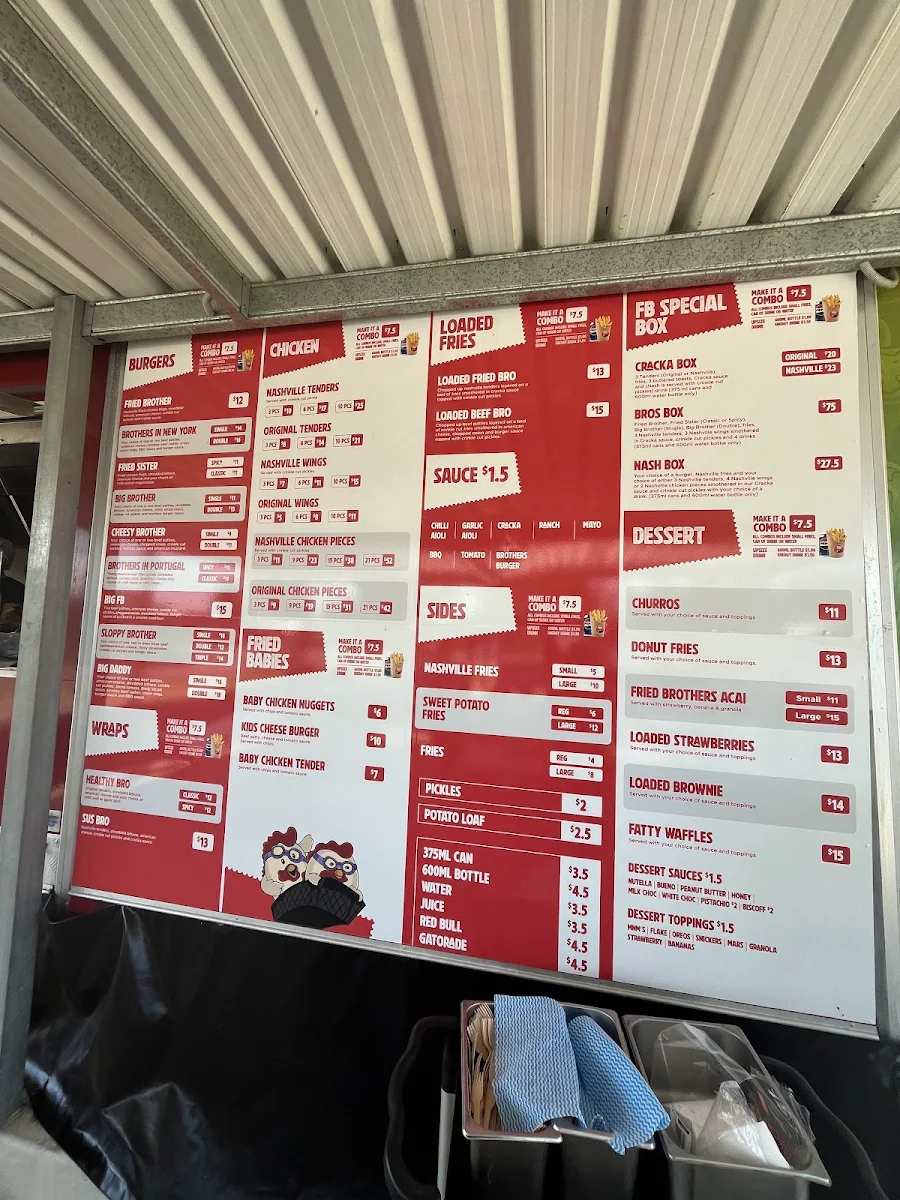 Menu, Fried Brothers Mount Druitt