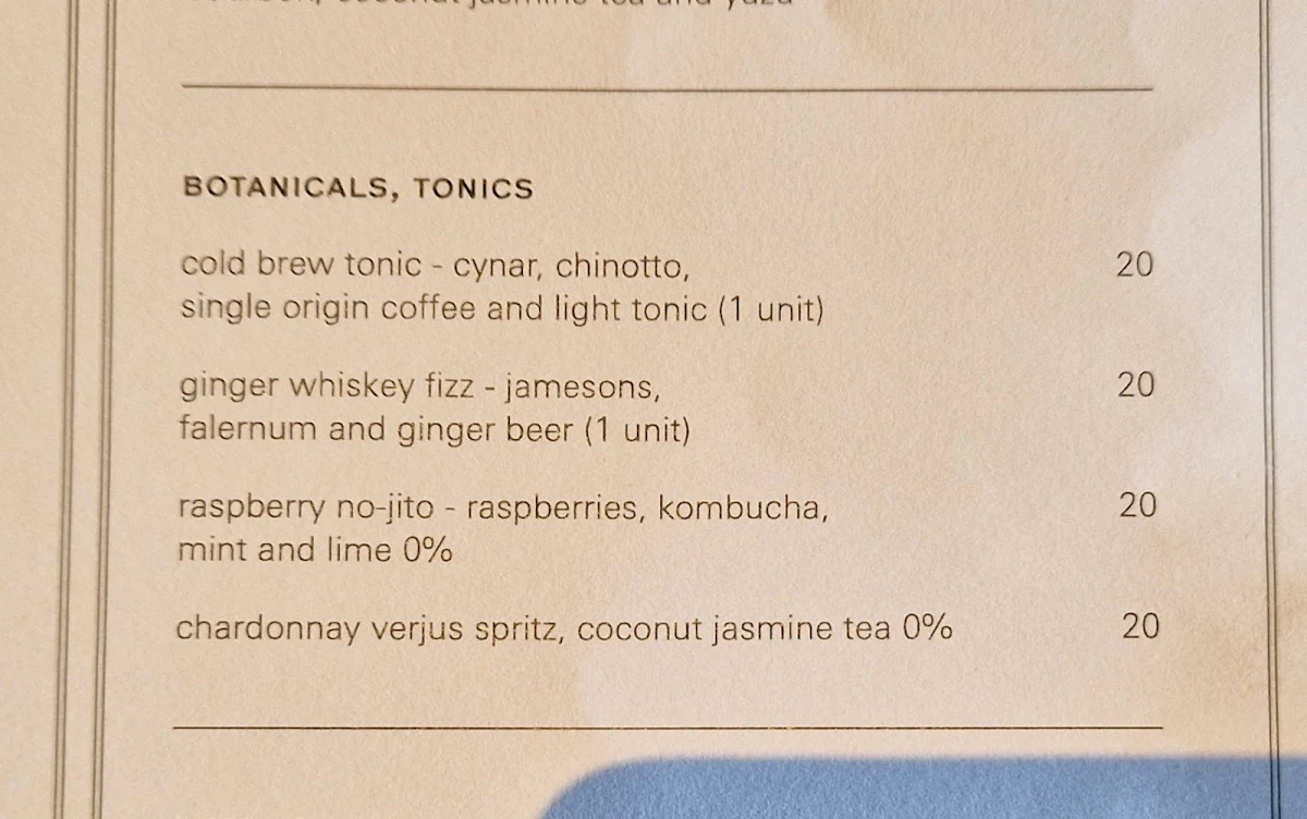 Menu, bills